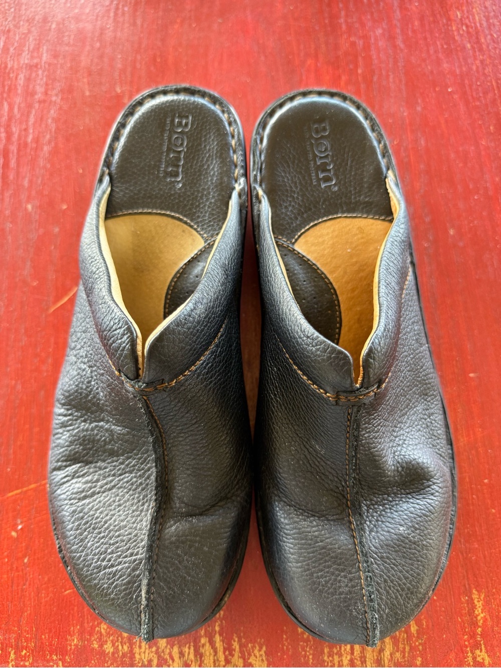 Born Women’s Black Leather Slip-On Clogs